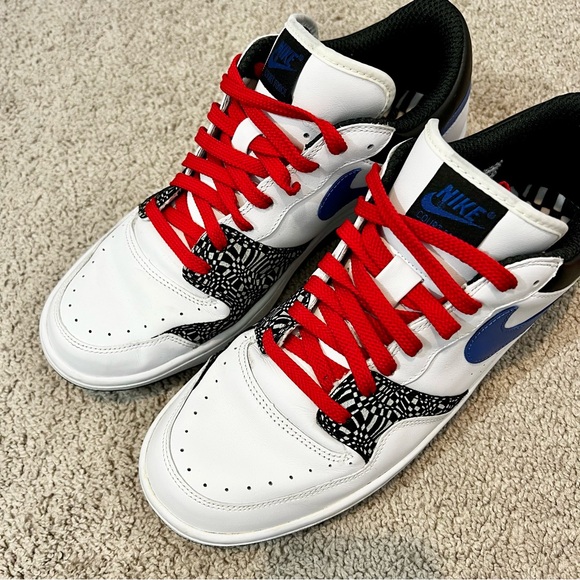 Nike Low Top Sneakers Size 13 White Black Blue Red EUC OG Box Streetwear Rare - Picture 2 of 11